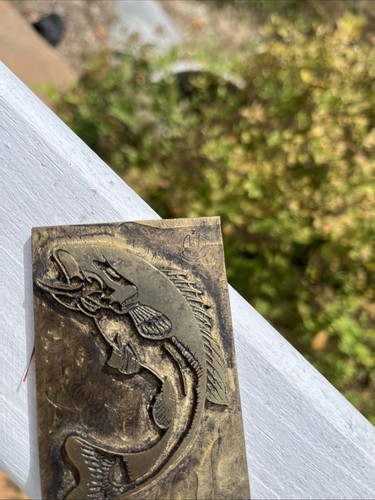 Vtg Solid Copper/Brass Printers Block Fish IMEMDWU 5.5 Oz - Picture 3 of 6