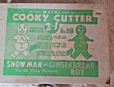 Snowman Cooky Cutter 8 In Metal Cookie Cutter 2 in 1 Box Vintage Christmas