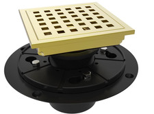 4 Inch Square Shower Floor Drain with Flange - Gold T