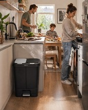 Step N Sort 40L Black Dual Recycling Bin Kitchen Pedal Rubbish Waste Bin