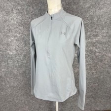 Under Armour Women  s Medium Gray HeatGear Quarter Zip Long Sleeve Top Thumbholes