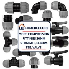 MDPE Compression Fittings 20mm- Straight, Elbow, Tee, Stop End & BSP Valve