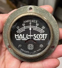 Antique Vintage 1930s Hall Scott Amperes Gauge Us Gauge Co. Ny Early Auto Car