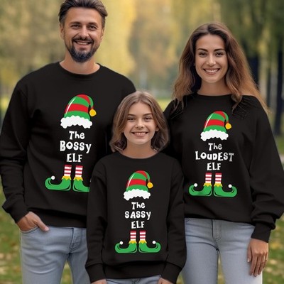 Personalised Funny Christmas Elf Matching Family Hoodie Xmas Sweatshirts 5313