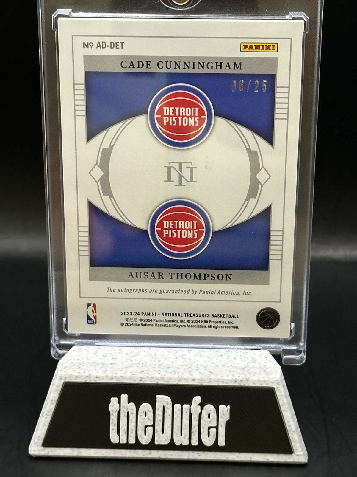 2023-24 National Treasures AD-DET Dual Auto Cade Cunningham Ausar Thompson /25 view 2