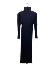 PLEATS PLEASE High-neck Long Dress/ Navy/ Size 2
