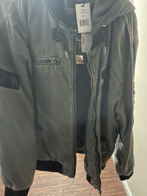 G-Star RAW Project Men s Large Black Hooded Bomber Jacket NWT $125