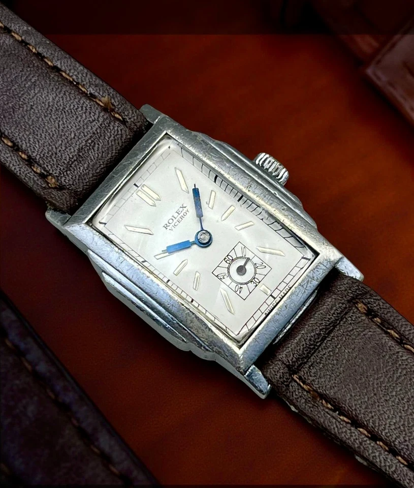 VTG ROLEX VICEROY ART DECO SILVER DIAL NICKEL PLATED CASE Ø 26X38mm CIRCA 1930 - Image 3 of 4