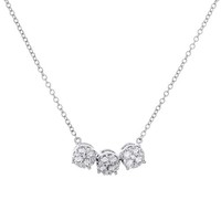 "Jfl Diamonds 10K WeißGold Diamant Halskette 3 Steine 18\" Rolo Kette 1/2 Ct"