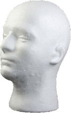Male Styrofoam Mannequin Wig Head Display, White Foam Head Stand Model for Hats