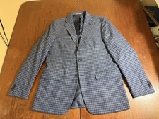 2025 TOMMY HILFIGER Blue Gray Gingham Plaid Sport Coat Suit Blazer 42L