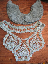 Victorian Style SEAFOAM Crochet PINEAPPLE PATTERN BLUE RUFFLED LOT OF 2 COLLARS