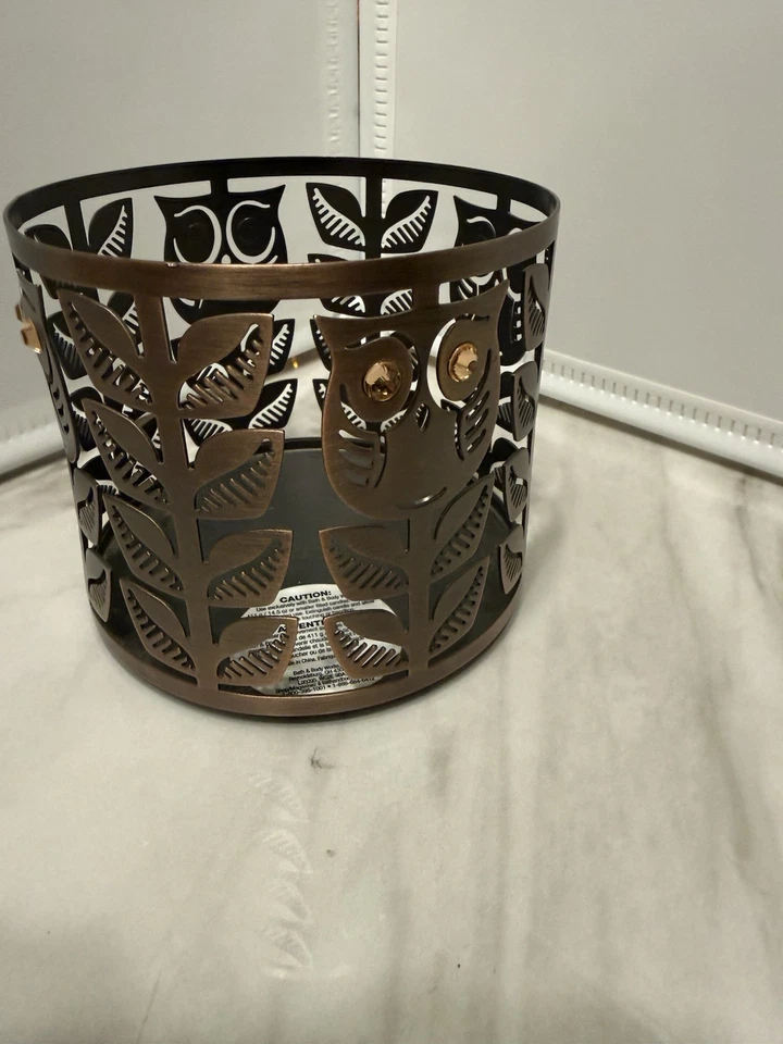 Candelabro de metal Bath & Body Works Owl & Leaves gema ojos joya para 3 mechas Foto 2 de 4
