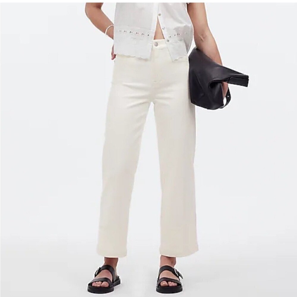 Madewell The Emmett Wide-Leg Crop Jeans Welt Pocket Edition White Size 29