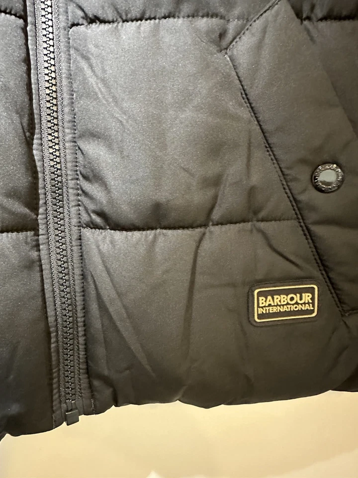 Barbour International Webber Convertible Puffer Jacket Black UK 14 - Image 2 of 4