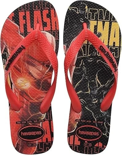 HAVAIANAS - DC HEROES FLIP FLOPS SANDALS - SIZE UK 11 EU 45/46 RED/BLK New