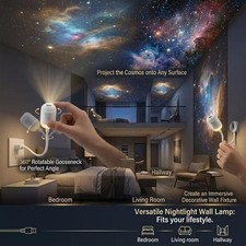Galaxy Starry Sky Night Light Projector 2 in 1 Portable with 12 Projection Films
