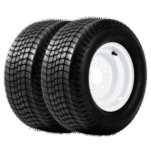 2pcs Trailer Tire On Rim 205/65-10 20.5x8.0-10 20.5x8-10 LRC 5 Lug White Wheel