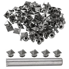 50pcs Pyramid Rapid Rivet 9mm Rapid Punk Spikes Leathercraft Decoration, Grey