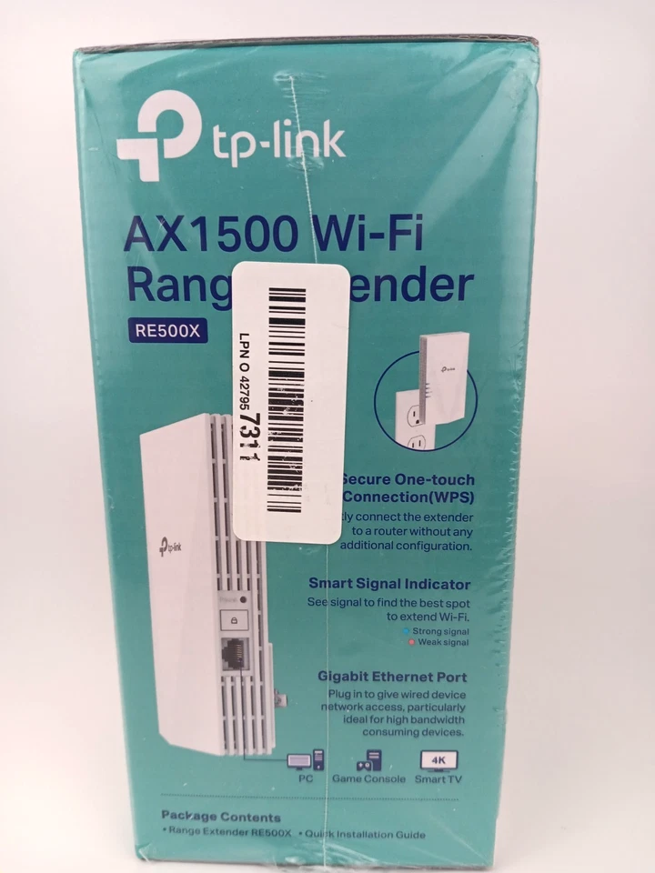TP-Link AX1500 WiFi 6 Range Extender RE500X White Wall Plug 1500 Ft Dual Band - Image 3 of 3