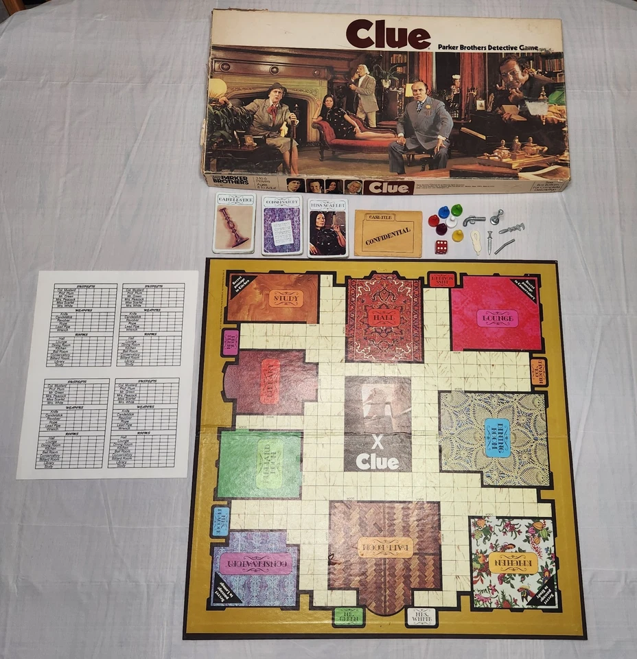Juego de mesa vintage completo Parker Brothers clásico detective Clue 1972 Foto 2 de 4