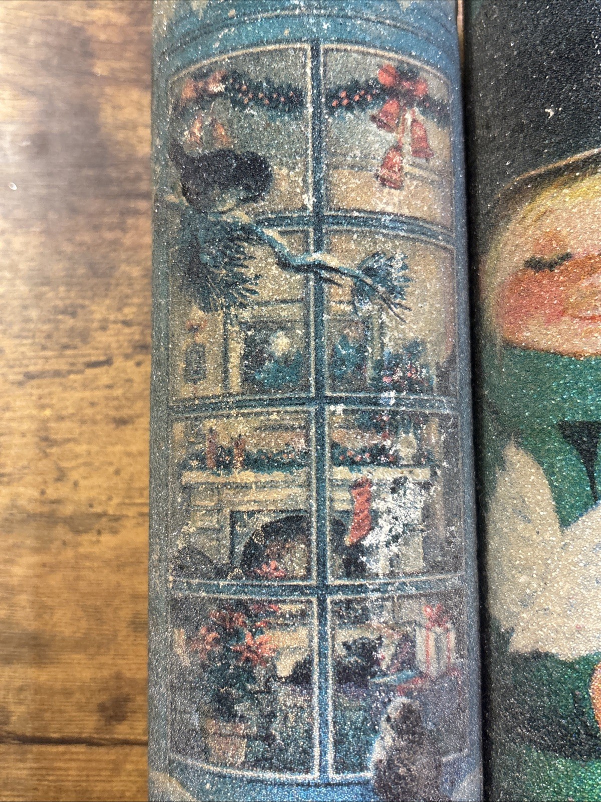 2 Vintage 1970's Sugar Frosted Christmas Pillar Candles