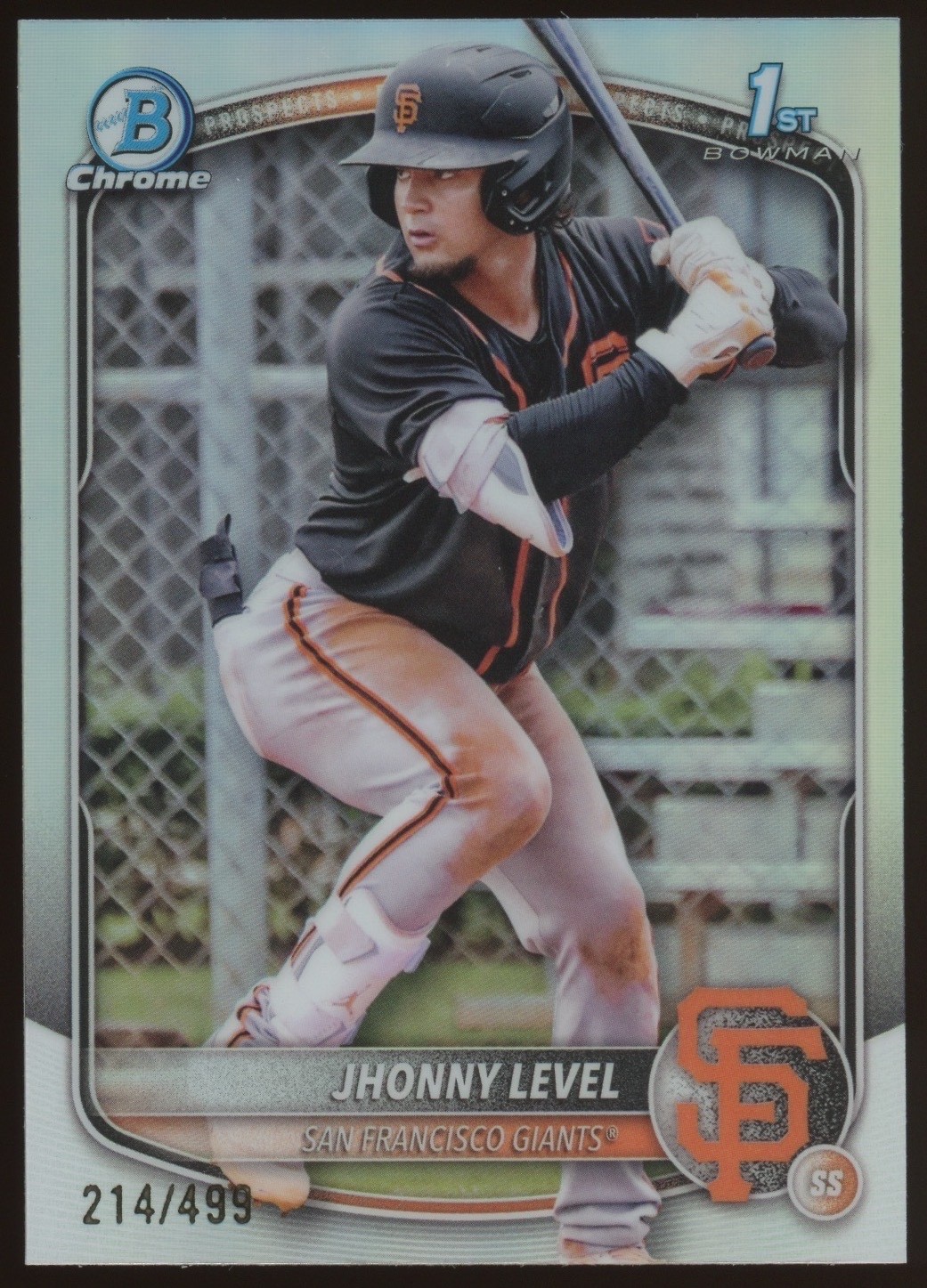 2025 Bowman Chrome Prospects Jhonny Level 214/499 Refractor #BCP-147 SF Giants
