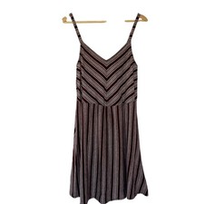 Universal thread L Maroon gray chevron striped sleeveless dress summer sundress