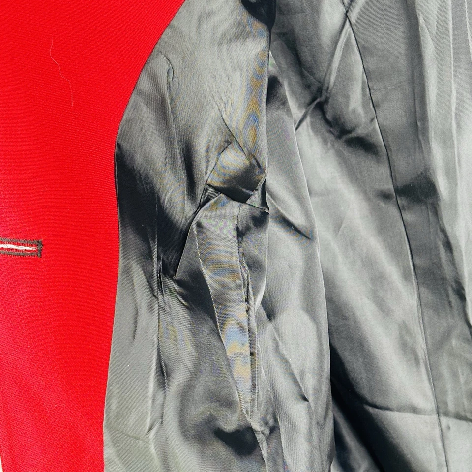 复古 Mary McFadden 女式 14W 长黑色带红色口音经典晚装夹克 — 第 3/4 张图片