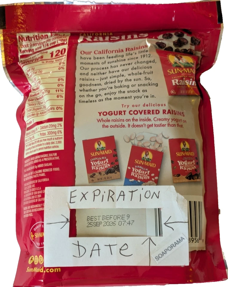 Sun-Maid Jumbo Raisins 1 Lot 2-12 oz (340 g) NON GMO - Image 2 of 4