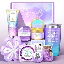 Lavender Spa Gift Set for Women 9pcs Birthday Christmas Care Package Thinking of
