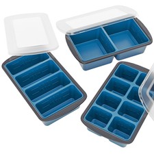 Silicone Soup Freezer Trays with Lids - 3 Pack,  cup, 1 cup, and 2 cup - Per...