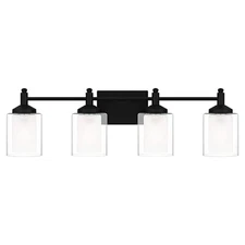 Jaylin 30.75 in. 4-Light Matte Black Vanity Light with Clear and Frosted Glass