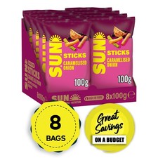 SUN Sticks Snacks Caramelised Onion & Balsamic Vinegar Sharing Bag Crisps 8x100g