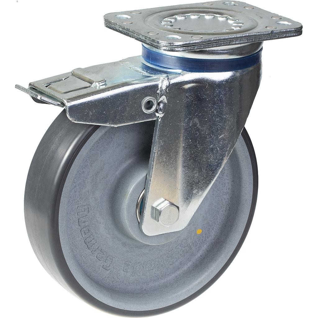 160mm swivel/brake castor with grey electrically conductive thermoplastic polyur