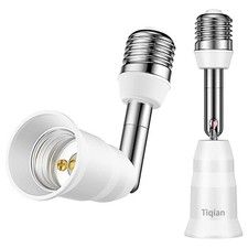 E26/E27 Light Socket Extender, 4.5 Inch Extension,Adjustable Vertical White
