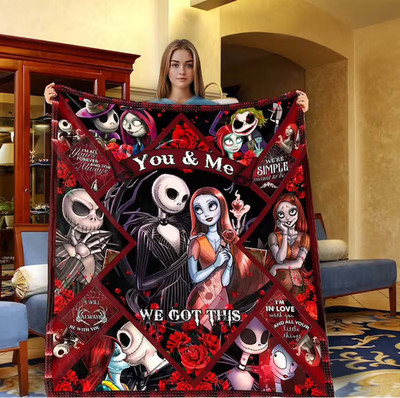 Custom Jack Skellington Sally Blanket, The Nightmare Before Christmas Blanket