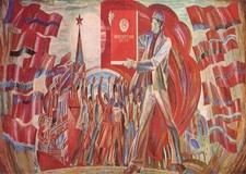 Dynamische sozialistische Realismus-Wandkunst Sozialistischer Realismu