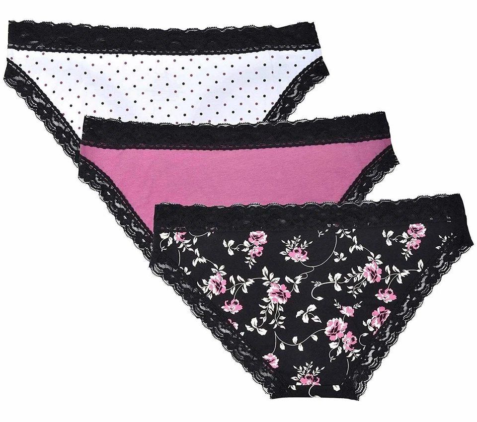 Donna Loren Women's Bikinis Briefs Floral Lace Trim Panties 3-Pack - Image 2 of 4