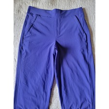Athleta Brooklyn Lined Pants Purple Ankle Tapered Leg High Rise Ribbed Size 6