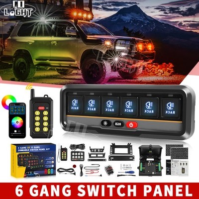 Wireless RGB 6/8 Gang Switch Panel Led Toggle Touch Switch Circuit Box Dimmer