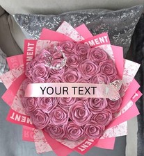 Handmade Ribbon Rose Eternal Bouquet  15 pink  Glitter Rossmall crown including