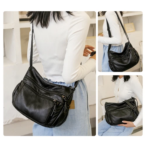 Womens Vintage Soft Leather Shoulder Bag Purse Lady Messenger Crossbody Bag - Bild 27 von 50