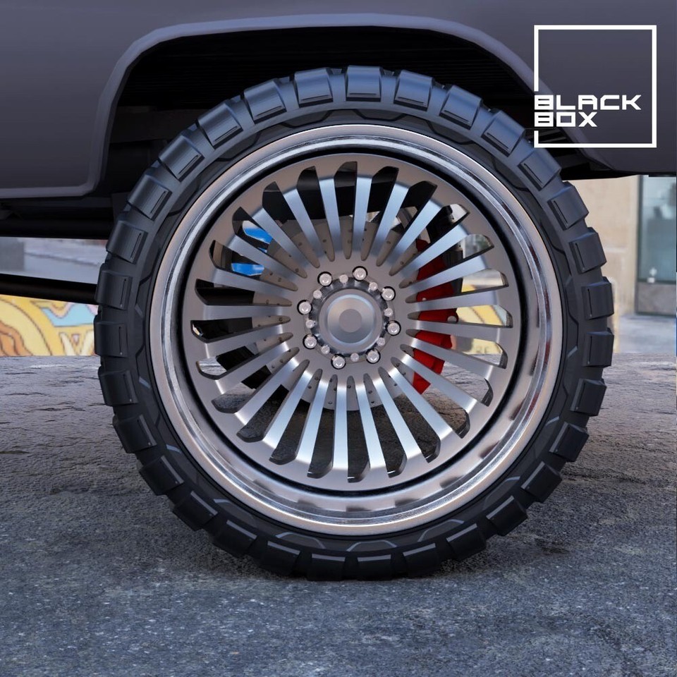 Unpainted Base Rims 1:25-1:24 Scale Resin JJ Offroad Style Rims and Tires With Brakes ...