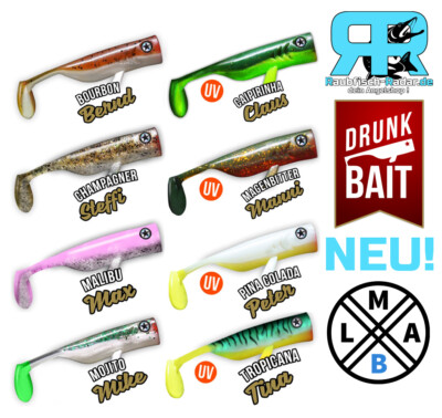 Drunkbait Gummifisch Gummiköder Drunk Bait 8cm Hecht und Barsch Zander LMAB NEU!