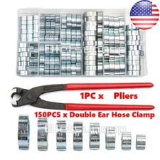150X Double Ear Clamp O Clips Kit Crimp Air Silicone Petrol Water Fuel Hose Pipe