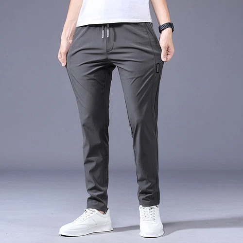 Pantaloni seta ghiaccio uomo larghi dritti casual uomo estivi sottili asciugatura rapida - Foto 3 di 19
