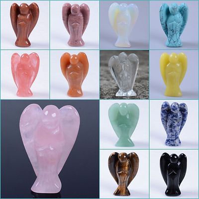 50mm Carved gemstone tiger eye peace angel Crystal healing stone figurine 2''