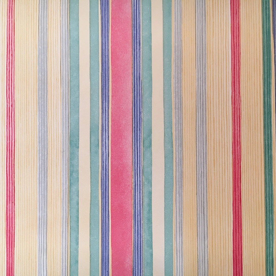Papel pintado vintage primario multicolores rayas sala de juegos para niños por motivo Foto 2 de 2