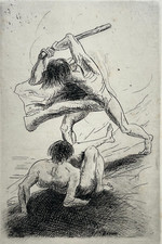 Cain et Abel ODILON REDON Gravure EAU FORTE XX°